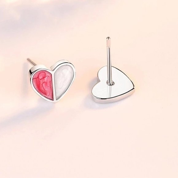 Cutest 4pc Pink & White Earrings and Pendant Set w/ 18" Chain Sterling Silver - Picture 4 of 8